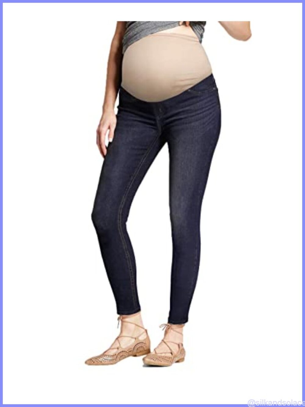 Comfy Stretch Skinny Maternity Jeans Mid Rise Five Pocket